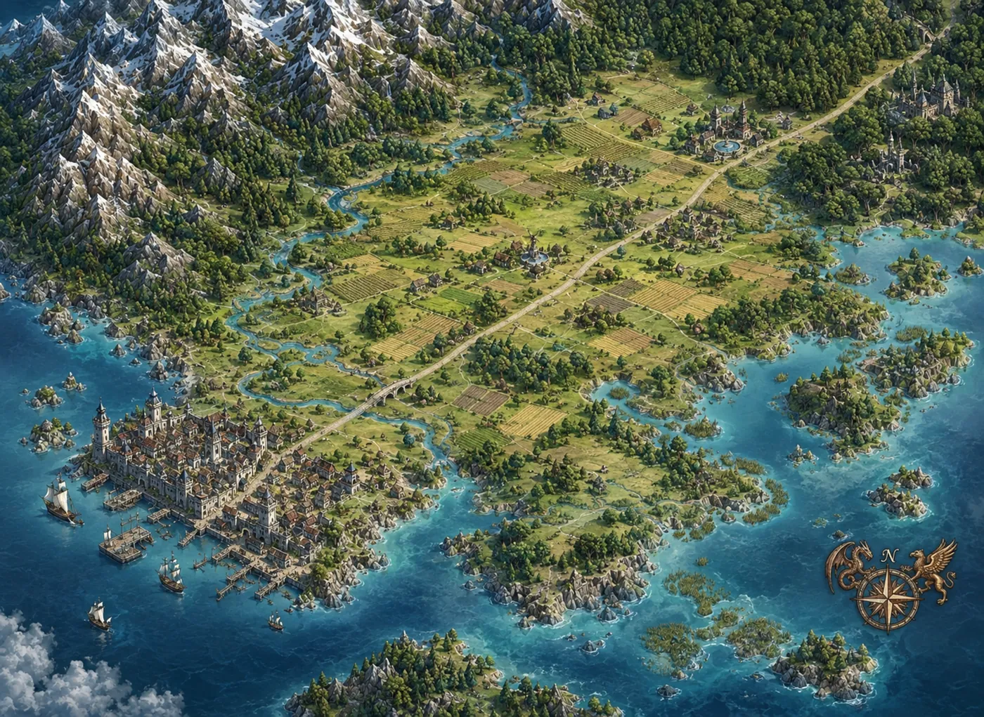 Carte des Plaines d’Aurélia : Polga au sud, le Grand Croisement et Fontaine-aux-Blés à l’est.