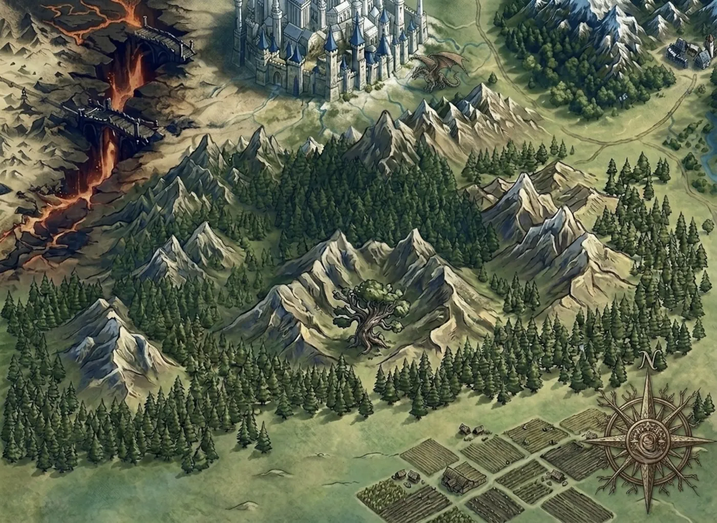 Carte des Montagnes de Pierre : Gullheim et les clans du Sud.